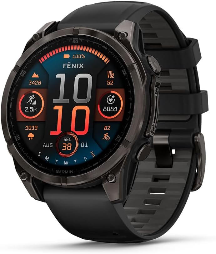 Garmin Fenix 8 rugged titanium GPS smartwatch for outdoor and athletic performance